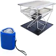 [Adventure Kings] Folding Fire Pit BBQ Grill + Bluetooth Speaker Outdoor Portable