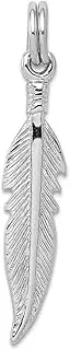 [JewelryWeb] 925 Sterling Silver Polished Feather With Spring-Ring Charm 10x10mm Wide Bead-Charm for Women