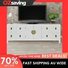 Wooden Sideboard 8 Compartments White MDF Asian 122cm Durable 1733