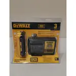 "台南工具好事多" 全新 DEWALT 得偉 DCB230C組合 DCB112充電器+20V 3AH 薄型電量顯示電池