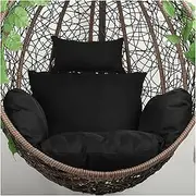 Outdoor Swing Egg Chair Cushion with Headrest & Ties, 7cm Thick Soft PP Cotton Padding, Hanging Chair Pads for Patio, Garden, Balcony Egg Chairs(Black)