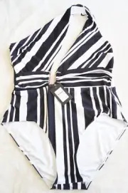 CITY CHIC Bathers Plus Size 18 / M One Piece Swimwear Swimsuit White Black AMARA