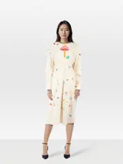 Mushroom & Floral Pattern Midi Dress