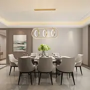 Pendant Light Round Dining Table Lamps, Rotatable Hanging Lamp Dimmable Ceiling Light with Remote Control, Modern Ring Design Chandelier for Dining Room Bedroo