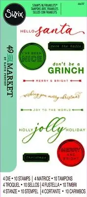 Sizzix Clear Stamps Set 10PK w/4PK Framelits Die Set Jolly Sentiments by 49 and