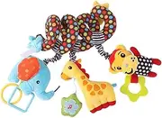 Stroller Crib Toys, Plush Activity Carseat Toy, Soft Lovely Interactive Musical Rattle with Squeaker for 0-6 Months