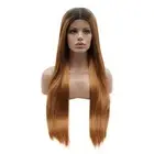Hair Synthetic Lace Front Wig Straight Extra Long 28inch Dark Root Blonde Omb...