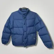 Vintage Miller Western Wear Blue Puffer Snap Front Down Coat Jacket Medium R114