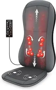 Comfier Full Back Massager with Heat -2D/3D Shiatsu Massage Seat Cushion with 10 Massage Nodes, Massage Chair Pad, Rolling Kneading Massage Pads for Back Pain Relief