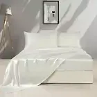 Silk Satin Bed Sheets Set - Satin Sheets King Size - 4 Piece Luxury Sliky Soft B