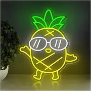 Hanging Art Neon Signs Walking Pineapple LED Neon Light Sign Acrylic Sign USB Powered for Home Kids' Bedroom Gaming Room Wall Art Decor