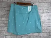 Coral Bay Energy Skort Skirt w/Shorts Aqua Blue with White Anchors Pull On PXL