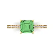 2.7Ct Cushion Cut Green Gemstone Solid Gold Engagement Promise Statement Ring