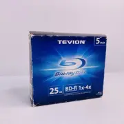 Tevion BD-R 25GB 5 Pack Blank Blu-ray Disks New Sealed (Wear to Box)
