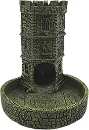 Dickly Castle Dice Tower with Tray Accessory for Board Games, Storage Desktop Ornament Dice Tray Dice Rolling Tower for Gamer Gift, Yellow Green