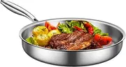 Stainless Steel Frying Pan, Anti-Slip Non Stick Frying Pans with Handle Design, Woks & Stir-Fry Pots, Multi-Functional Cooking Skillets for Home and Outdoor Camping