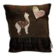 Handmade Alpaca and Heart Pillow Vintage Scarf Quilt Appliqués Cabin Lodge