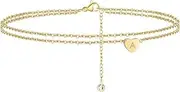 [ACEmedia] Ankle Bracelets for Women, Handmade Layered Anklet Letter Initial Heart Ankle Bracelets for Women Beach Jewelry Gifts