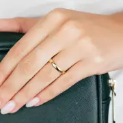 Sterling Silver Gold Plated Patterned Half Round Comfort Fit Band Ring, Q