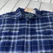 Woolrich Brawny Flannel Shirt/ Shacket Men’s XL Blue Plaid Button Pockets NWT