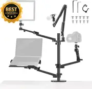 Overhead Camera Stand Desk Mount Rig with 4 Boom Arms for DSLR Light Phone