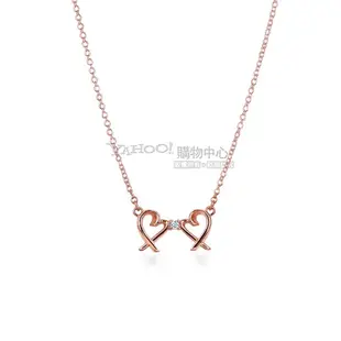 Tiffany&Co. loving heart雙心鑲鑽石玫瑰金項鍊