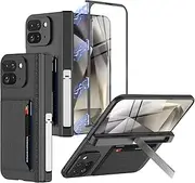 [RUNGOS] for Google Pixel 9 Pro Fold Case with Card Holder & Stand [with Hinge Protection, Screen Protector, Hidden Kickstand] Mili-grade Protection All Inclusive Wallet Case for Google Pixel 9 Pro Fold
