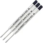 Schmidt 3 Pack - Ball Point Refill - Black Ink Medium P900 Parker Style