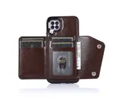 Case for Huawei P40 Lite, Leather Wallet Case With Card Pockets Back Flip Shockproof Cover Case-Brown