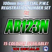 2x100mm FULL colour Jetski, WaveRunner REGISTRATION rego number sticker decals