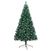 NNEVL Artificial Half Christmas Tree with LED&Stand Green 240 cm PVC