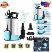 High Flow 3960 GPH Stainless Steel Sump Pump with Smart Float Switch & Adapters