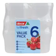 Decor Tellfresh Plastic Oblong Food Storage Container 6 Pack