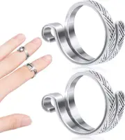 2 Pack Knitting Crochet Loop Ring for Fingers, Adjustable Crochet Tension Ring,