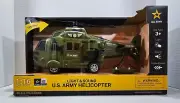 NEW - US Army Military Friction Powered Rescue Helicopter Toy Light & Sound