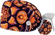 [YTYVAGT] 2-Pc,Gourd-Shaped Working Cap,Fisherman Hat with Buttons and Cotton Sweatband,Art Pattern Flower Mandala