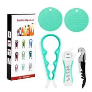 5 in 1 Multi Function Can Opener Bottle Opener Kit with Silicone Handle Easy to Use for Children, Elderly and Arthritis Sufferers, White