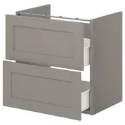 ENHET base cb f washbasin w 2 drawers, grey/grey frame, 60x42x60 cm
