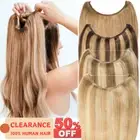 Invisible Wire In Hairpiece REAL100% Remy Human Hair Extensions No Clip Weft AU