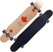 Sports Complete Longboard, ABEC-11 Silent high-Speed Bearing 46.5 inches 7-Layer Maple Maple Leaf Pattern Skateboard Suitable for Young Adults