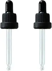 Tamper Evident Black Dropper Cap – 75mm Glass Pipette, Glossy Black Bulb, 18/410 Matte Black Cap Closure (2 Pieces)