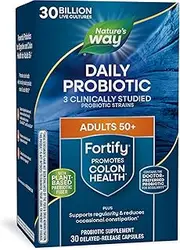 Nature's Way Primadophilus Fortify Age 50+ Probiotic, 30 Billion Active Cultures, Acidophilus, Guaranteed Potency, Researched Strains, Delayed Release, 30 Vegetarian Capsules, Gluten-Free