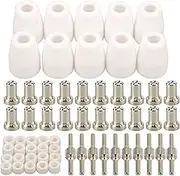 60pcs PT-31 Nickel Plated Extended Air Plasma Cutting Nozzle Electrode Consumables Fit CUT-40 CUT-50D CT-312