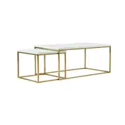 Design Square Nesting Coffee Table Set Metal Frame - White & Gold