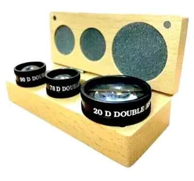 Double Aspheric Lens COMBO PACK Of 20D 90D & 78D In Wooden Case