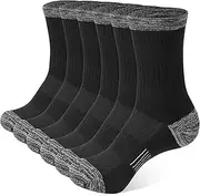 [BUDERMMY] Crew Socks for Women Hiking Athletic Running Walking Cushioned Compression Cotton Socks 6 Pairs