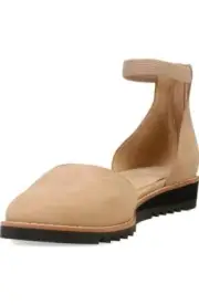 $210 - Eileen Fisher Emmet Tumbled Nubuck Leather Flat in Barley Size 7.5