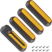 Blelsa Set of 4 Electric Wheel Hubs Cap Reflective Strips Wheel Side Decorative Cover with Screws Compatible with M365 Pro Pro2 1S Black & Orange