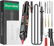 A3009 Mini Pen Multimeter with Voice Broadcast 6000 Counts Voltmeter VA Reverse LCD Display Flashlight NCV Tester for Voltage Resistance Capacitance Temperature On/Off Diode Phase Sequence ALKOY