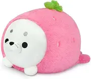 Hkojewp Cute Seal Plush Pillow, Strawberry Stuffed Animal, Soft Chubby Plushies Toy Doll for Kids, Girlfriend, Boys (13 Inch)